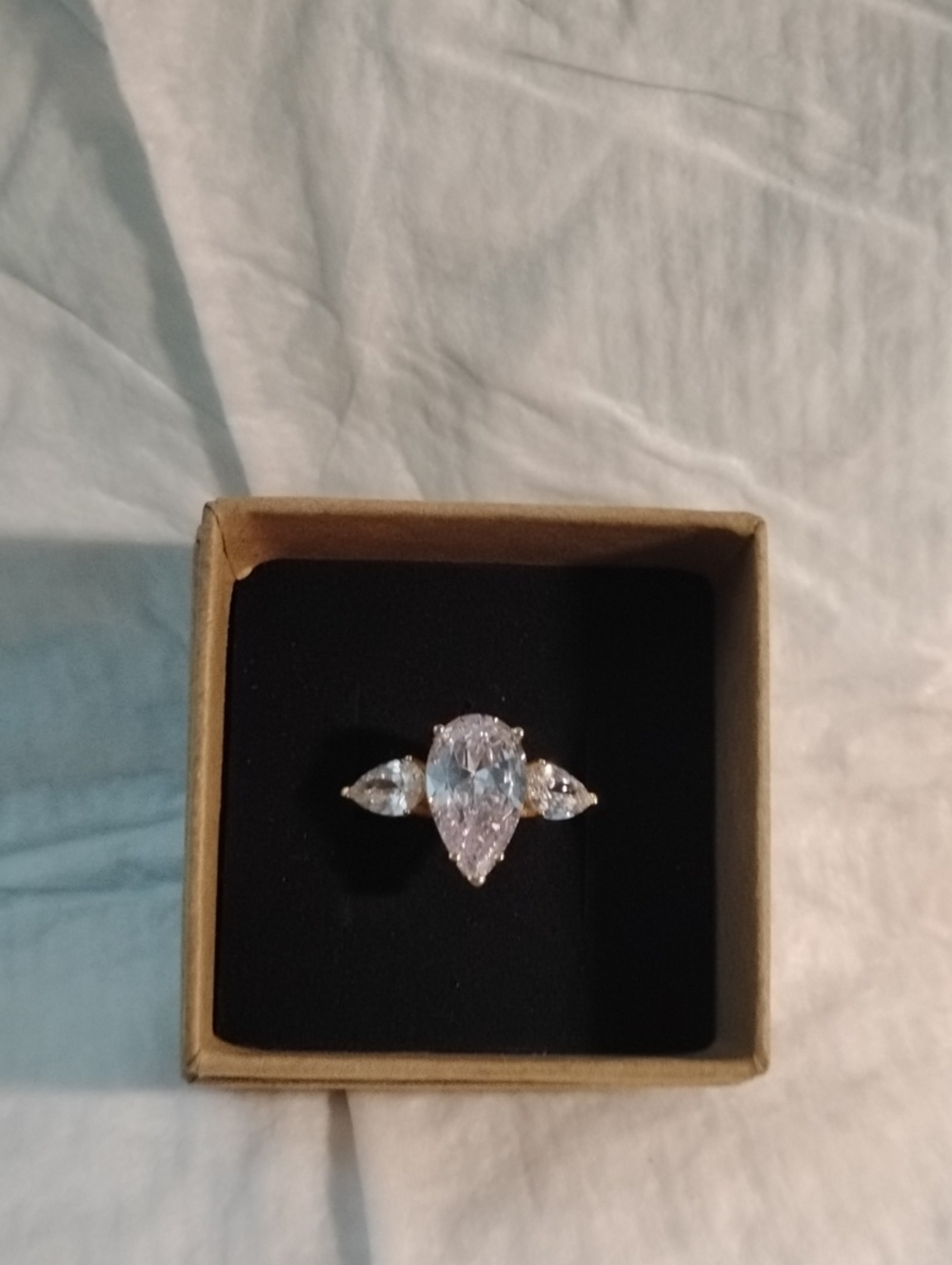 Diamonique Pear-Shaped Simulated Diamond 3-Stone Ring 8